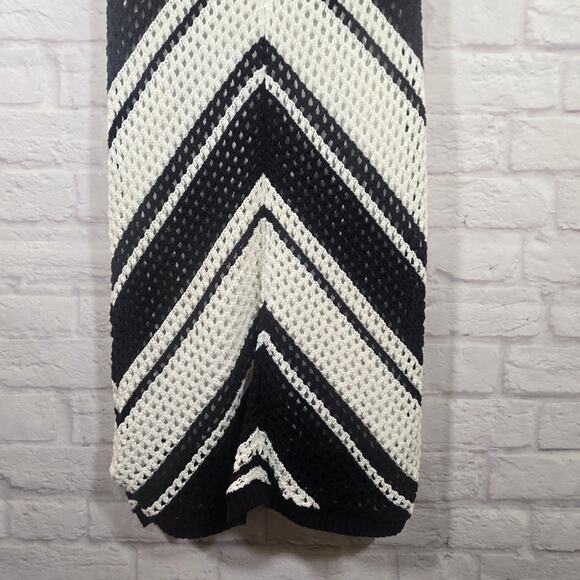 MY Willow & Wind Black Ivory Crochet Knit Dress NWT Sze L Coastal Beach Vacation - Picture 6 of 9